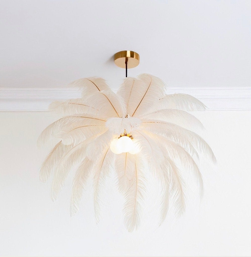 3x KARE Design Hanglamp Feather Palm Wit | Nieuw in doos, Huis en Inrichting, Ophalen, Nieuw, Metaal, Overige fittingen
