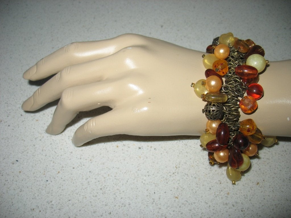 Armband Kralen Boho Hippie Cha-Cha  Bronsklr Schakel+Bedels, Ophalen of Verzenden, Overige materialen, Armband
