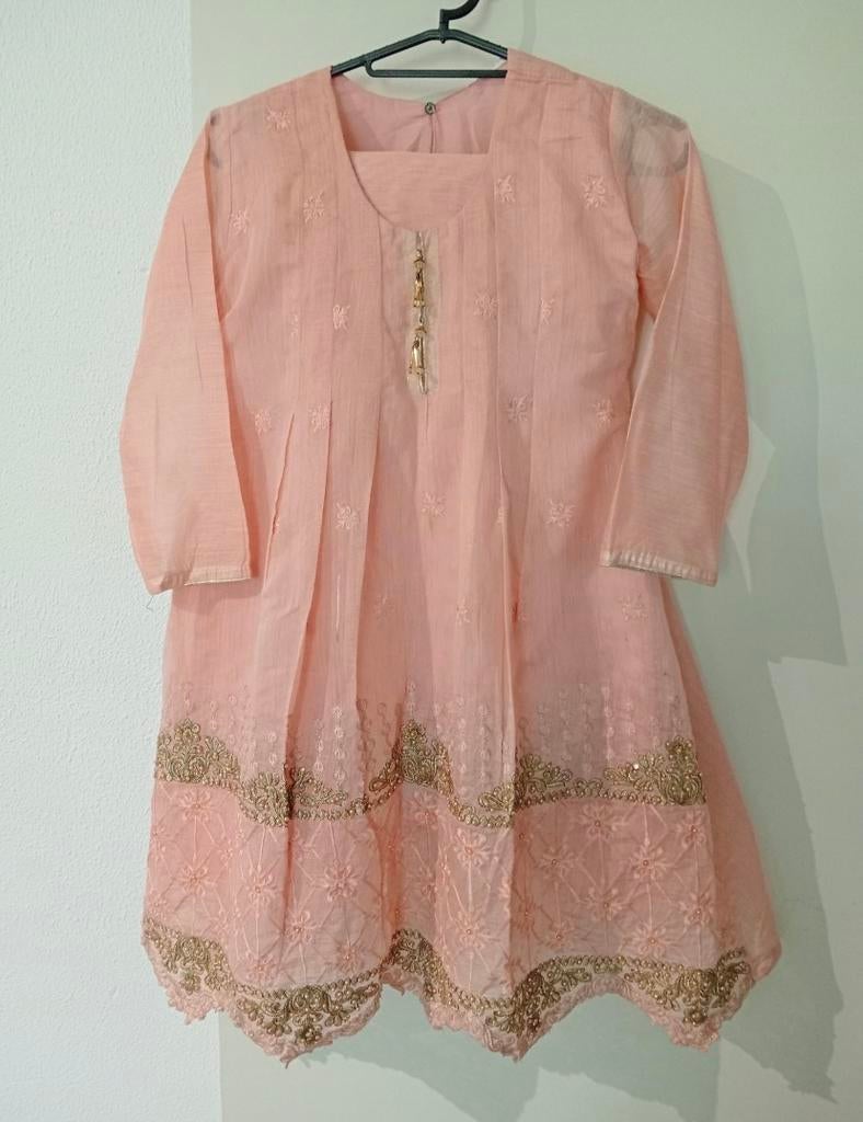 Roze Pakistaanse/Indiaanse jurk met borduursel, Maat 38/40 (M), Ophalen of Verzenden, Roze, Gedragen