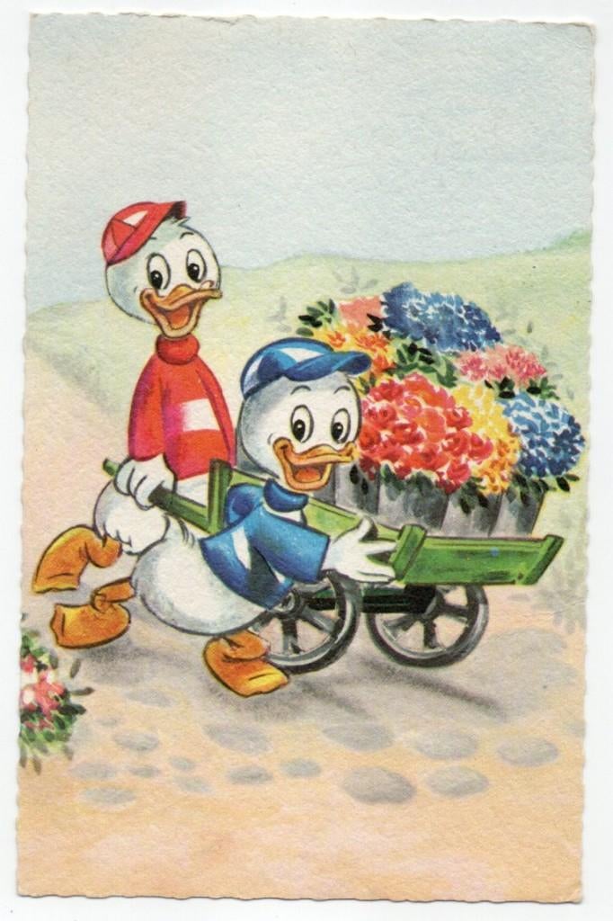 Disney (86) 1964 met 2 neefjes bij een bloemenkar, Ophalen, 1960 tot 1980, Gelopen, Sterren en Beroemdheden