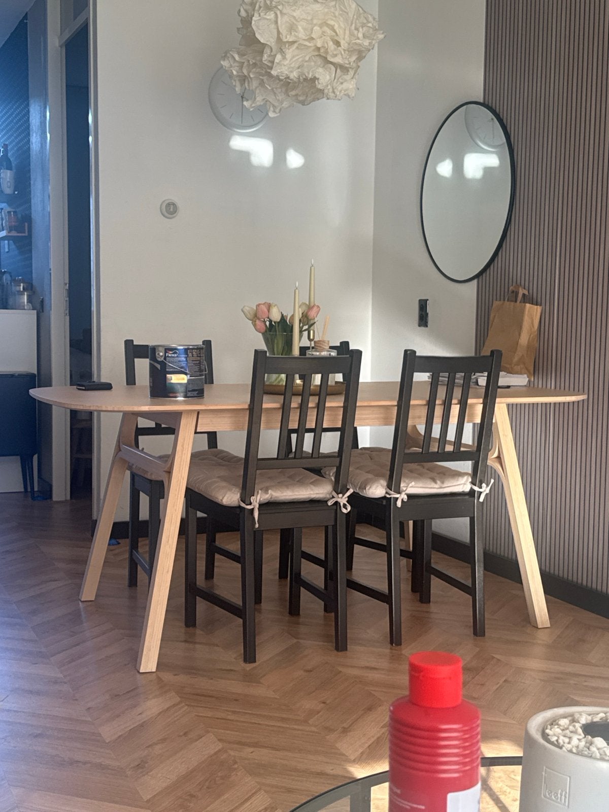 Stijlvolle eetstoelen zwart hout, Huis en Inrichting, Ophalen of Verzenden, Zo goed als nieuw, Hout, Vier