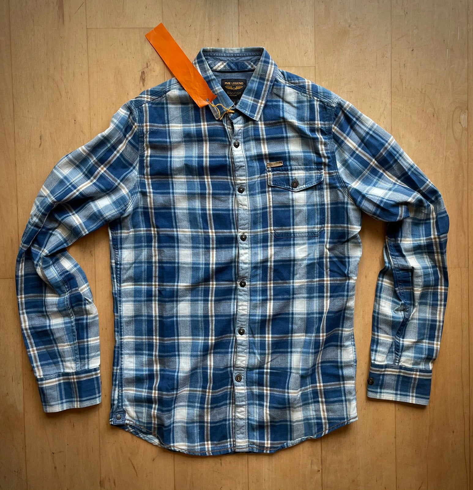 PME Legend stoer overhemd strepen blokken ruiten S blauw, Ophalen of Verzenden, Zo goed als nieuw, Blauw, Halswijdte 38 (S) of kleiner