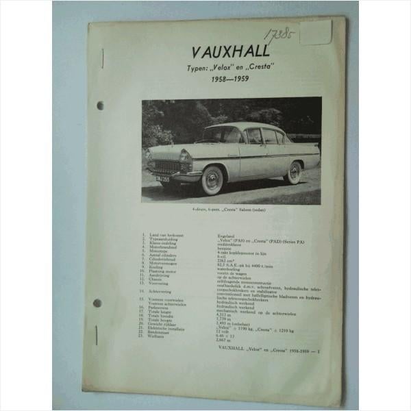 Vauxhall Velox Cresta Vraagbaak losbladig 1958-1959 #2 Neder, Ophalen of Verzenden, Gelezen, Overige merken