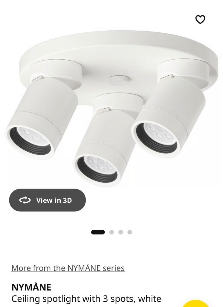 IKEA Plafondlamp met 3 Spots(Wit)Nieuw/Ceiling Spotlight-New, Ophalen, Nieuw, Wit, Plafondlamp