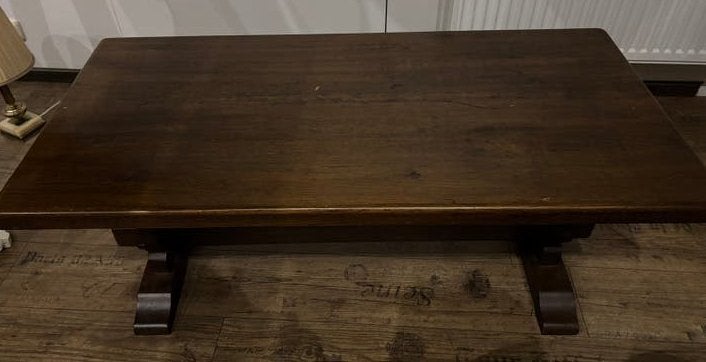 Massief eiken salontafel, Ophalen, 100 tot 150 cm, Rustiek, Eikenhout