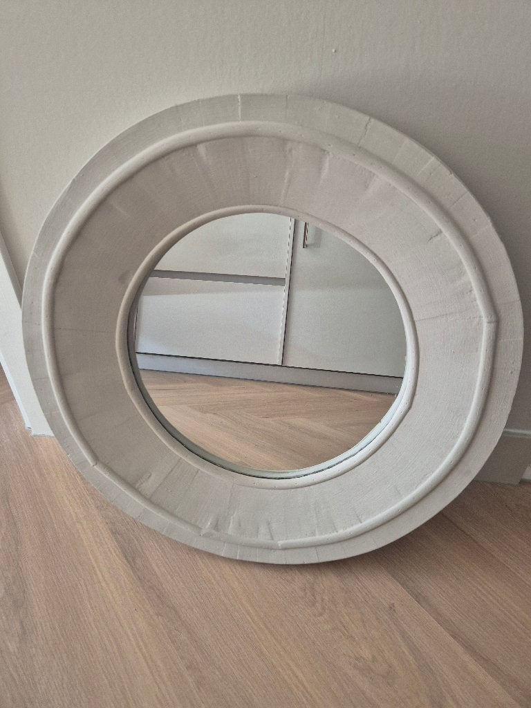 Ronde spiegel (hout), Huis en Inrichting, Ophalen, Rond, Zo goed als nieuw, Minder dan 100 cm