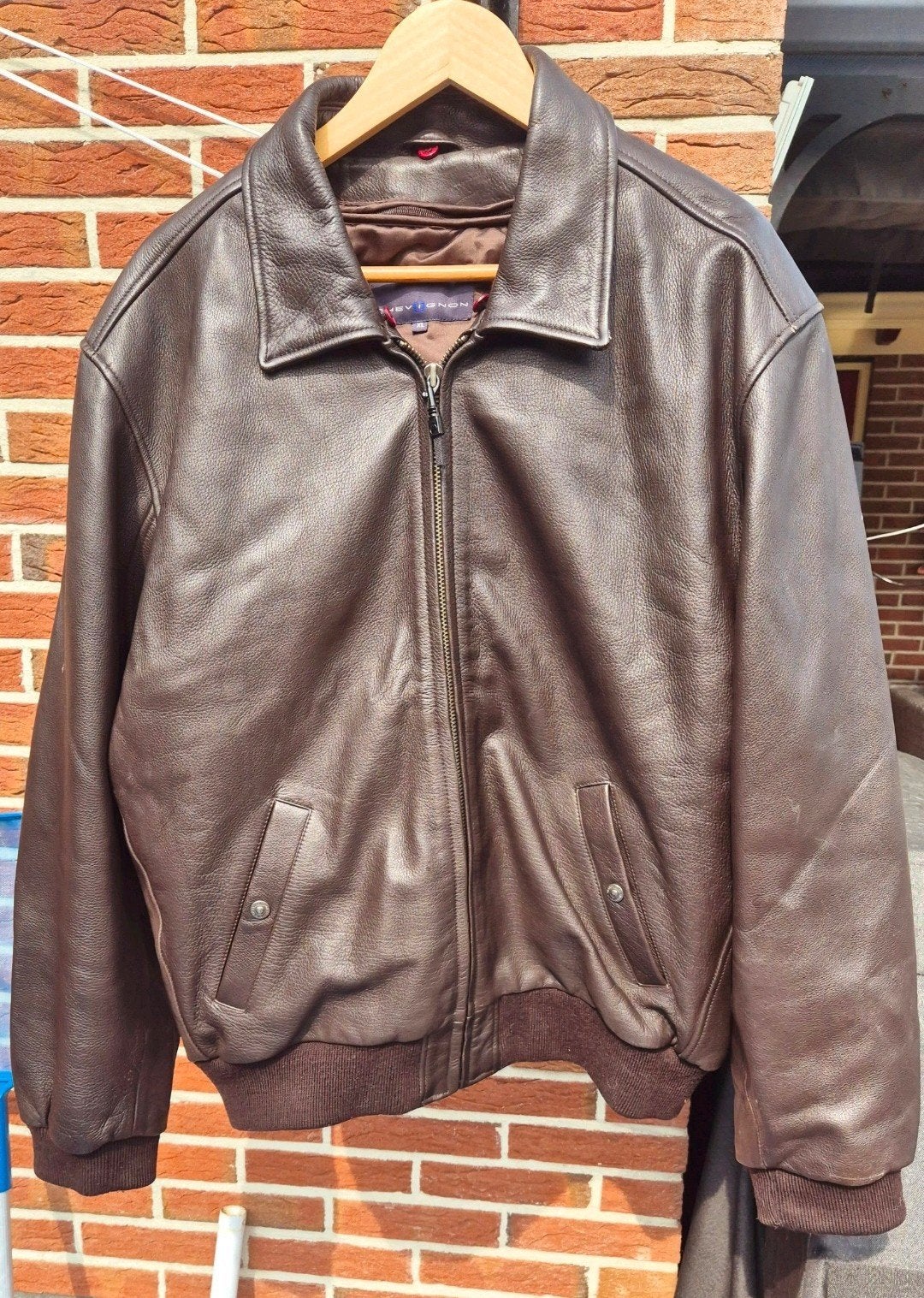 Chevignon Leren Flight Jacket XL - Bruin, Chevignon, Bruin, Maat 56/58 (XL), Ophalen of Verzenden