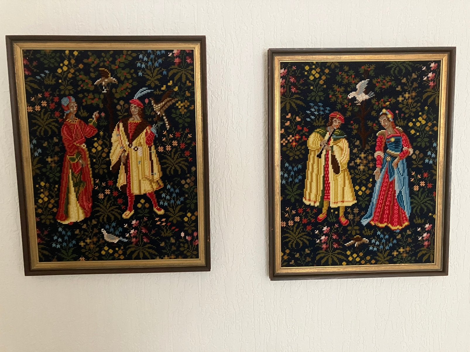 2 jacht tafereel schilderijen, halve kruissteek, Ophalen of Verzenden