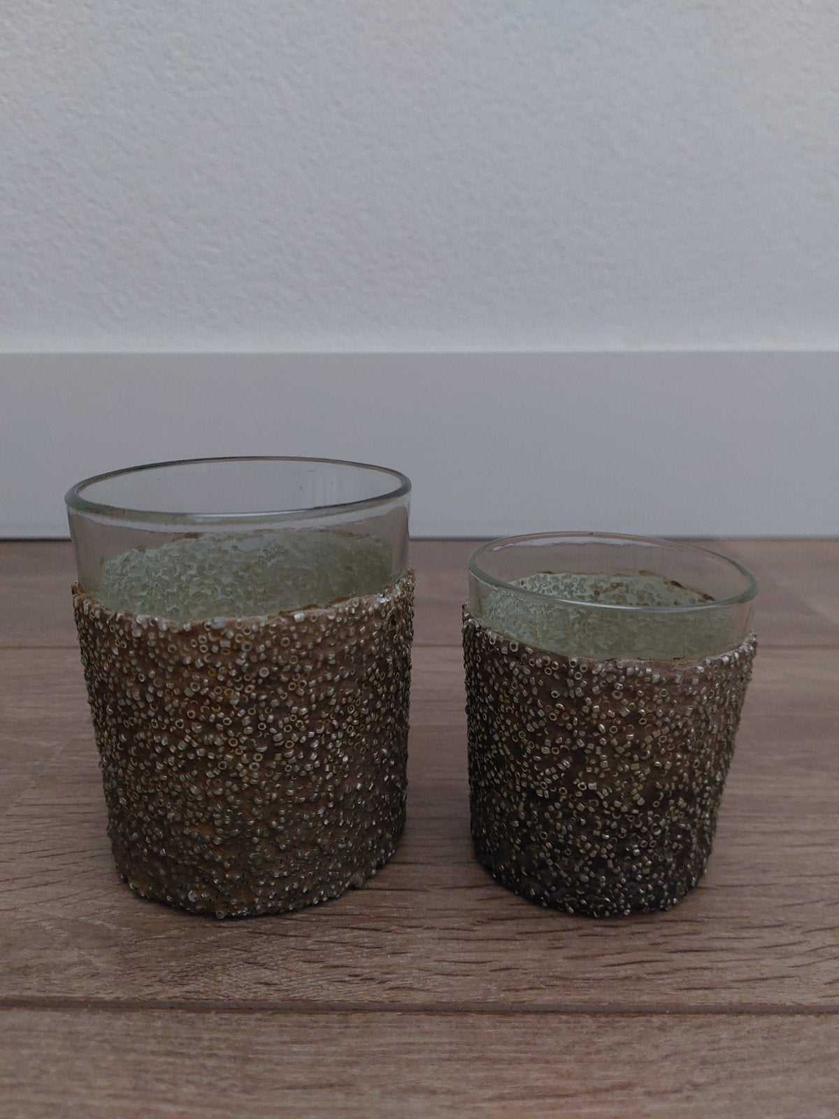 2 Riviera Maison crinkle silver votive windlicht waxinelicht, Ophalen of Verzenden, Zo goed als nieuw, Overige materialen, Windlicht