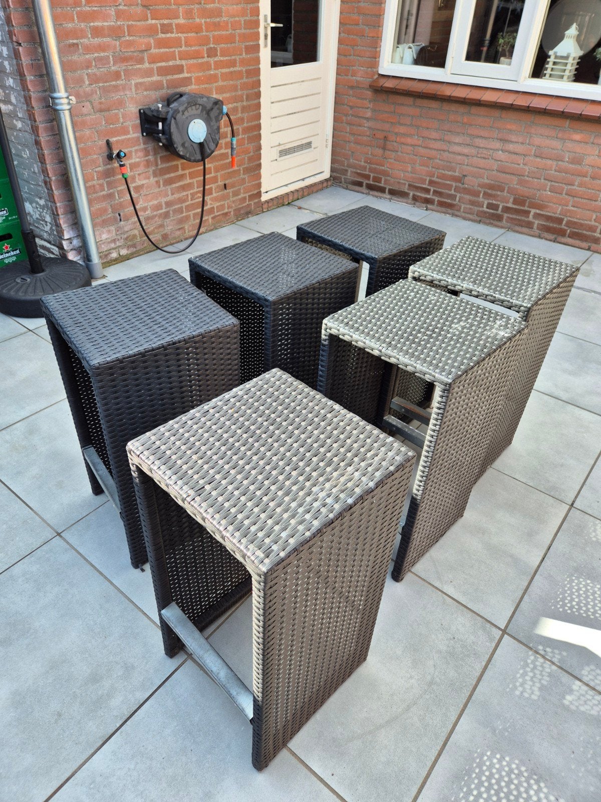 wicker barkrukken, Ophalen, Gebruikt, Wicker, 6 zitplaatsen