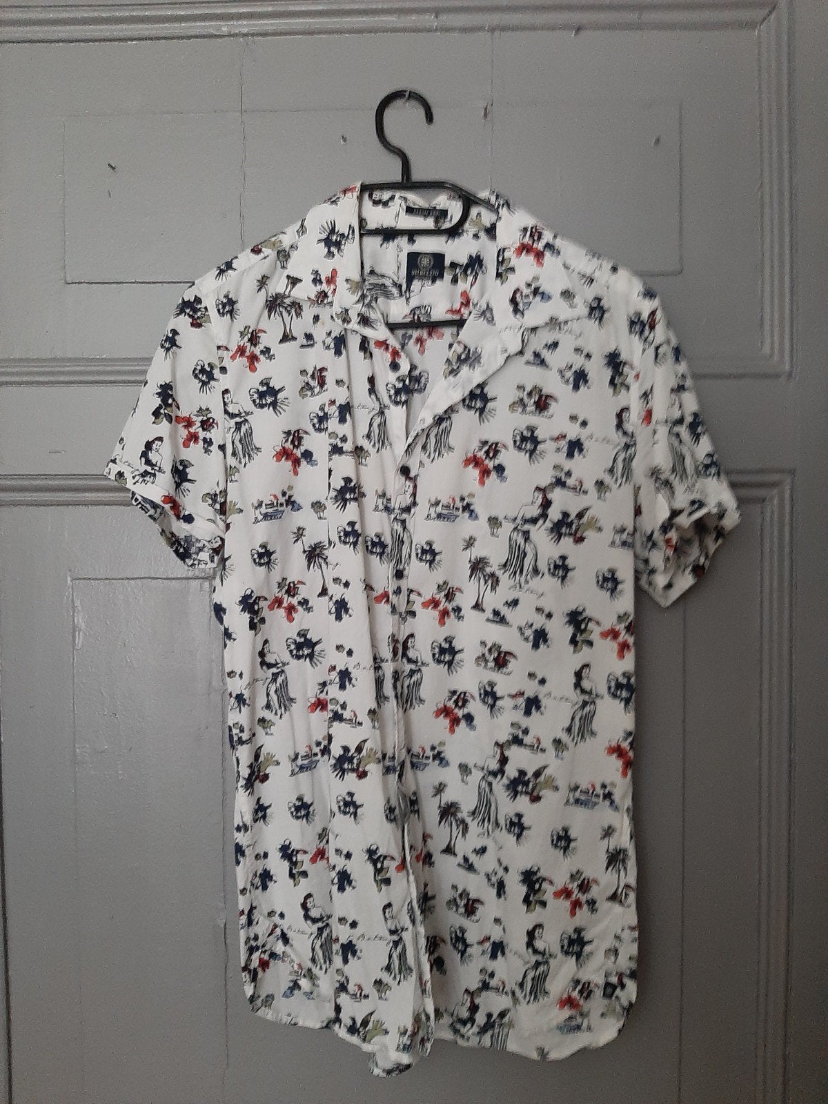 Hawaï print blouse maat L, Ophalen of Verzenden, Zo goed als nieuw, Meerkleurig, Halswijdte 41/42 (L)