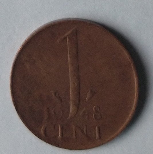 Nederland munt 1948, 1 cent, volgnr 4.0, Postzegels en Munten, Ophalen of Verzenden, Koningin Juliana, Overige waardes, Losse munt