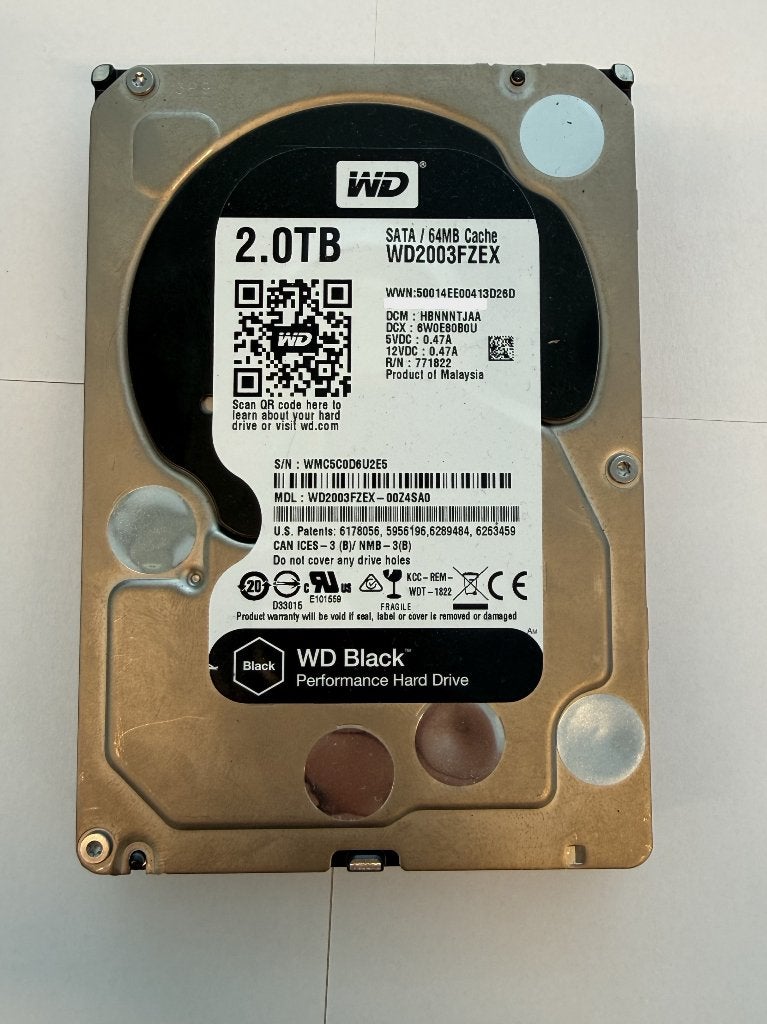 WD Black 2TB HDD SATA 3.5" | WD2003FZEX, Intern, 2TB, Gebruikt, Desktop
