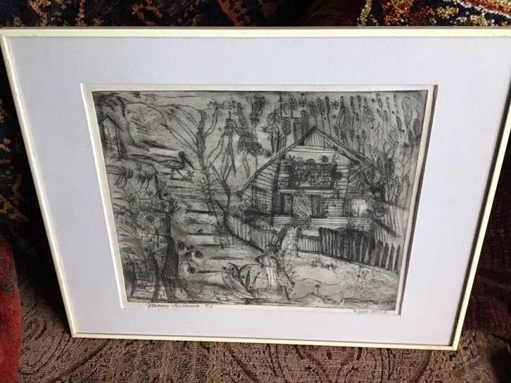 Henny Arkema(1901-1984) Groninger Ploeg- Ets in Lijst Gesign, Ophalen of Verzenden, Ets, Ingelijst
