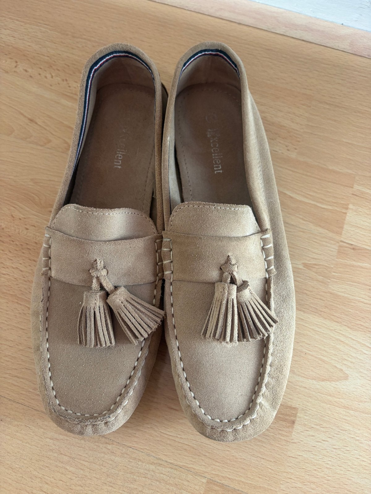 Leren instappers maat 40, Kleding | Dames, Ophalen of Verzenden, Gedragen, Beige, Instappers