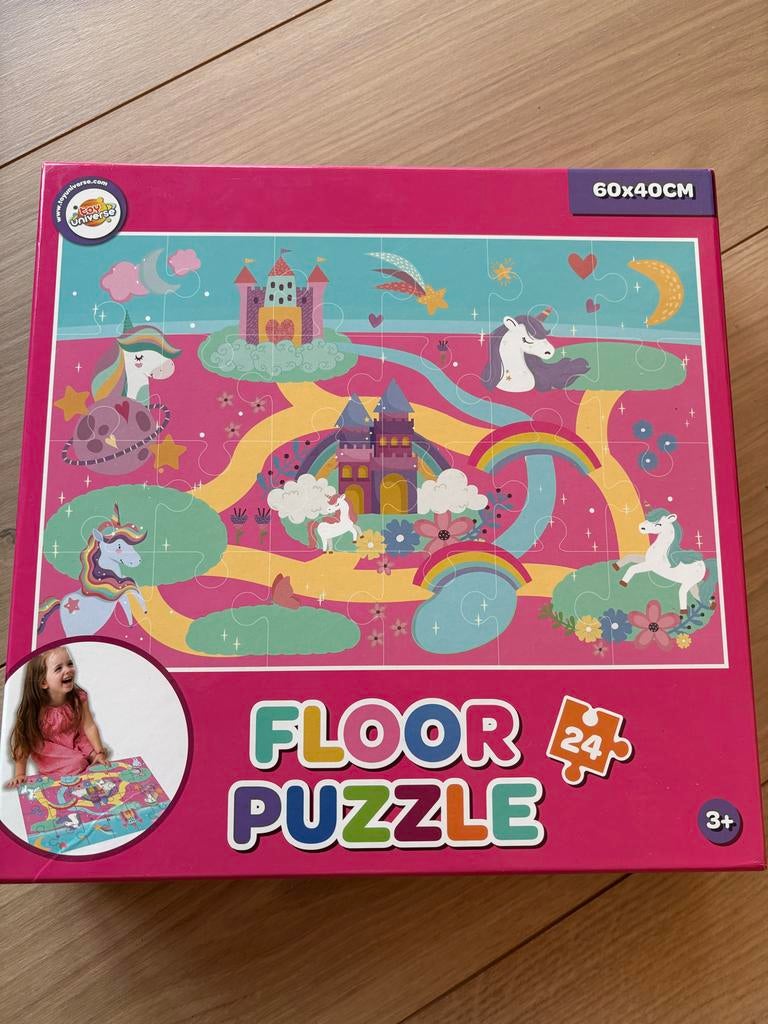 Eenhoorn vloerpuzzel 24 stukjes, Ophalen, 10 tot 50 stukjes, Zo goed als nieuw, 2 tot 4 jaar