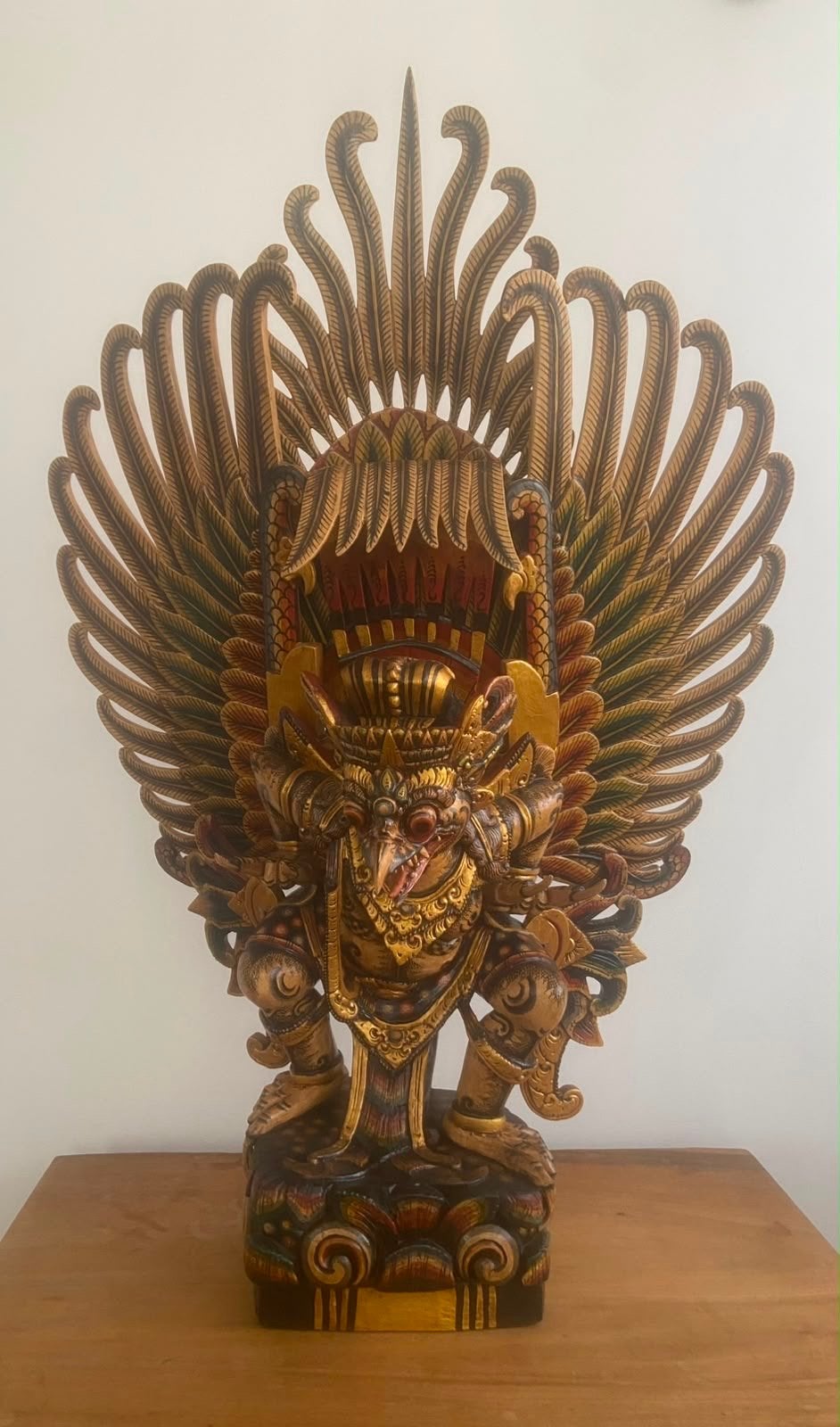 Garuda Beeld - Handgesneden Hout, Antiek en Kunst, Ophalen, 50 - 100 cm, Beeld, Hout