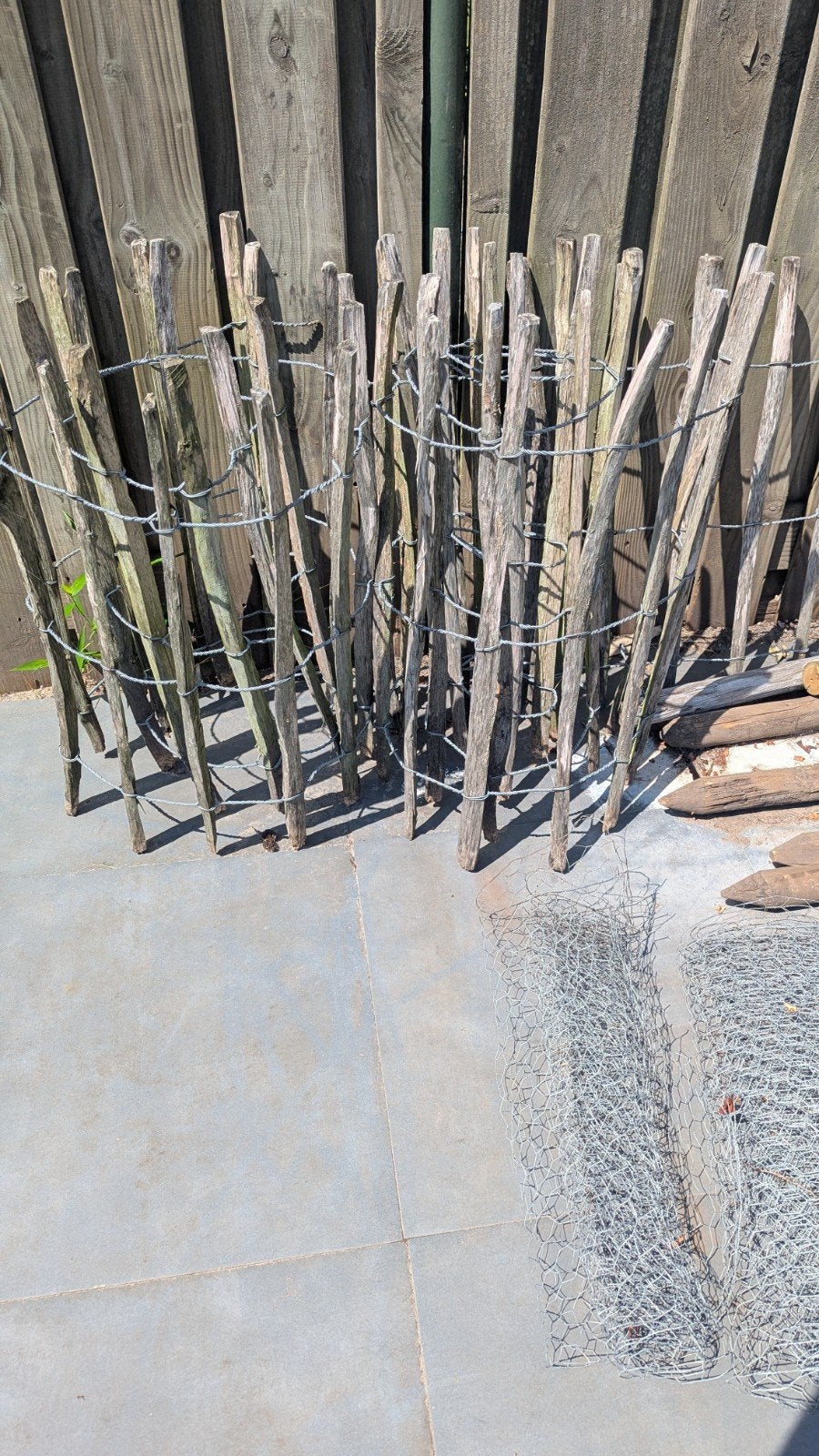 Houten schapenhek/kastanjehout hekwerk, Tuin en Terras, Ophalen, Gebruikt, Minder dan 3 meter, Minder dan 1 meter