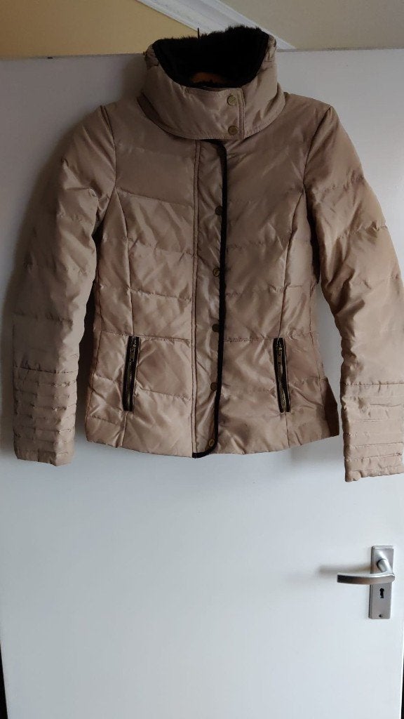 H&M winterjas jas met nepbont XS 34, H&M, Bruin, Ophalen of Verzenden, Zo goed als nieuw