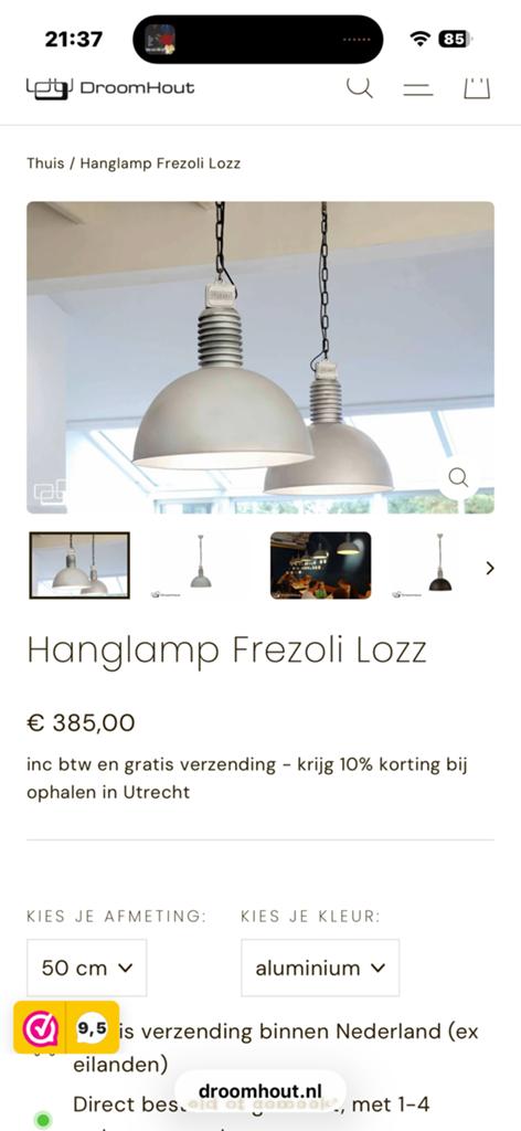 Stoere hanglampen Frezoli Lozz, Ophalen, Zo goed als nieuw, Overige materialen