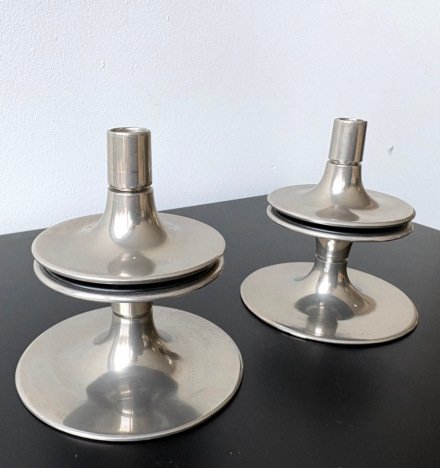 Fritz Nagel / Caesar Stoffi set 2 kandelaars – BMF, Ophalen of Verzenden, Gebruikt, Zilver, Metaal
