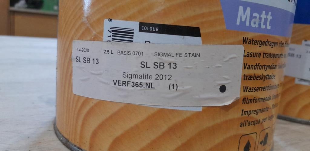 Sigma Sigmalife Stain Matt Buitenbeits - 2.5L, Ophalen, Overige kleuren, Nieuw, Beits