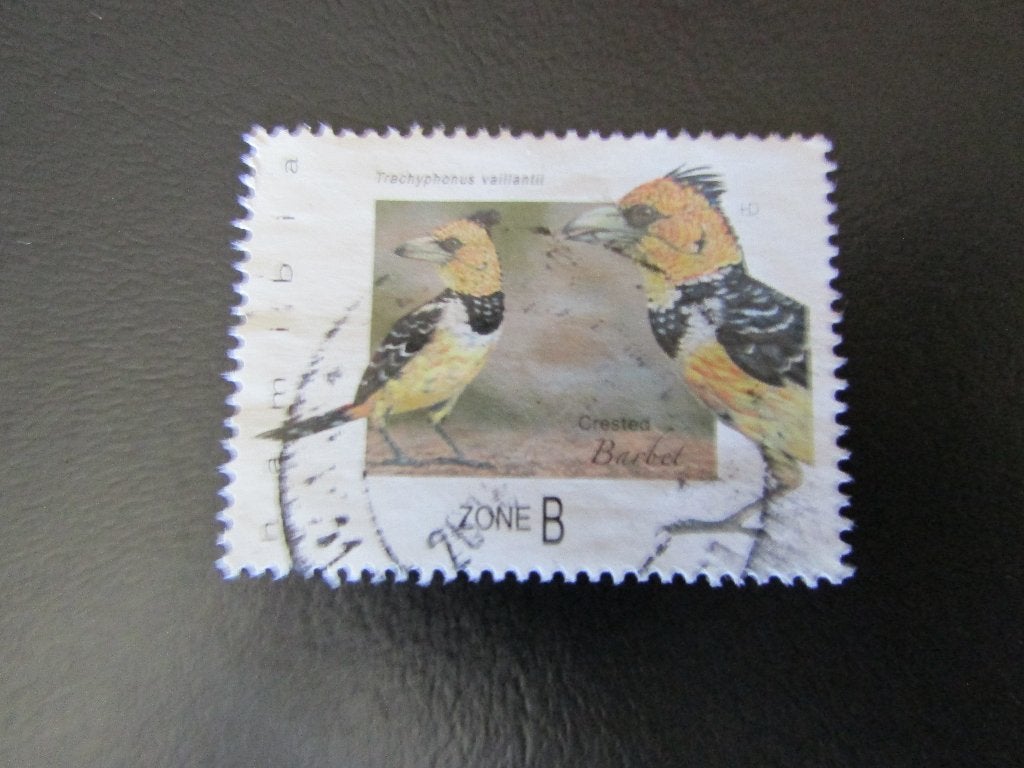 Postzegel Vogel: Kuif-Baardvogel uit Namibië, Ophalen of Verzenden, Gestempeld, Dier of Natuur