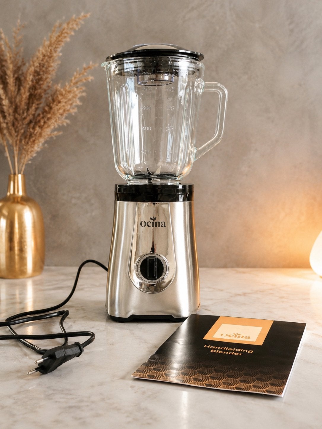 Luxe Ocina Blender met glazen kan - slechts 1 keer gebruikt., Ophalen of Verzenden, Zo goed als nieuw, Blender