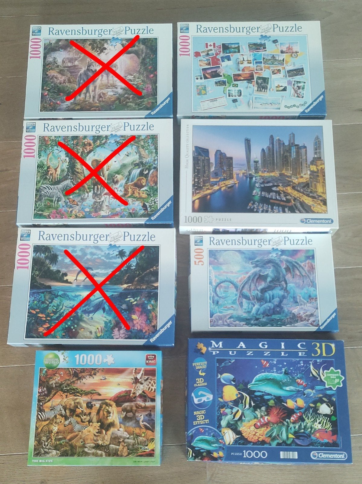 Diverse puzzels (1000/500 stukjes), Ophalen, 500 t/m 1500 stukjes, Zo goed als nieuw