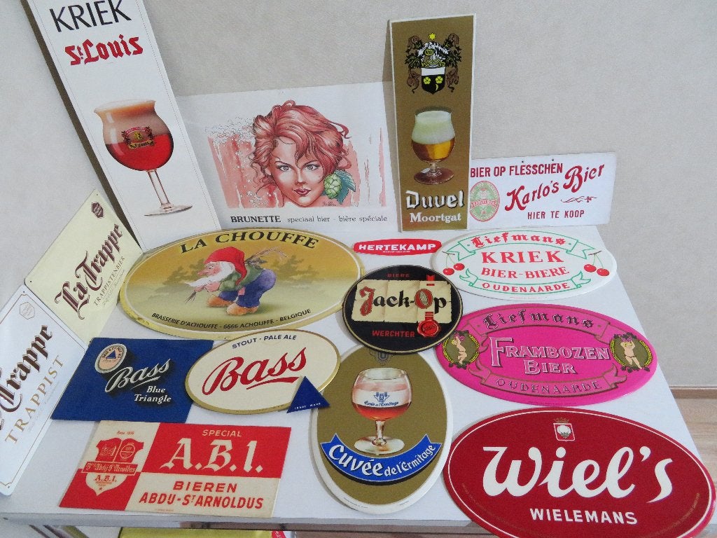 Lot diverse oude bierreclames, Verzamelen, Ophalen, Gebruikt, Overige merken
