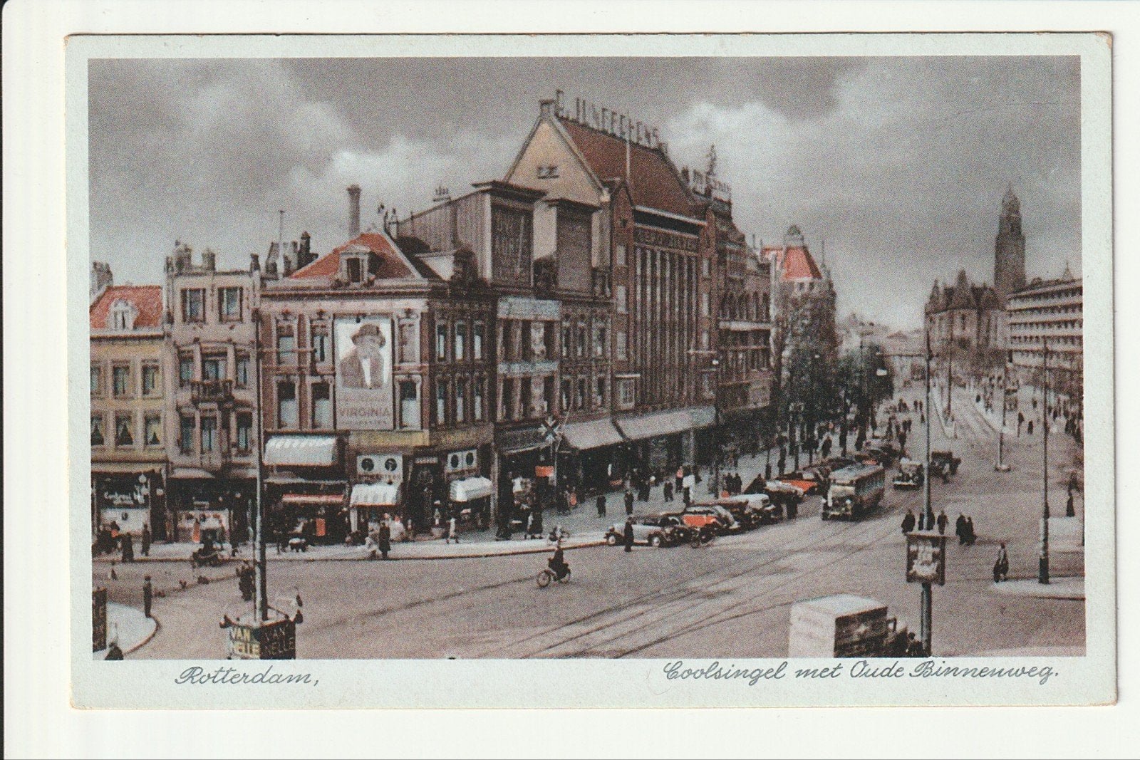 ROTTERDAM COOLSINGEL OUDE BINNENWEG AUTO'S PARTICULIERE BUS, Ophalen of Verzenden, 1920 tot 1940, Ongelopen, Zuid-Holland
