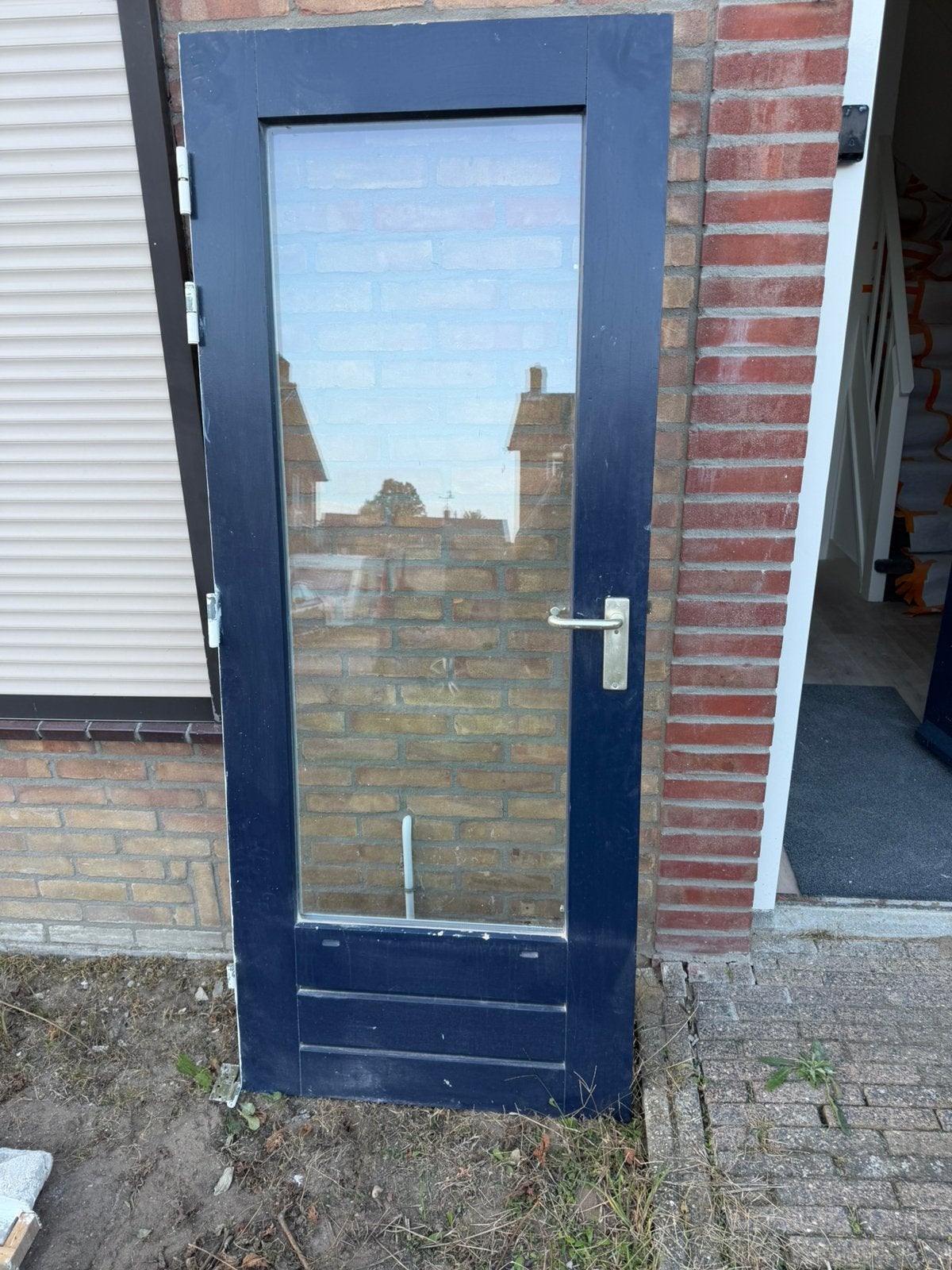Hardhouten deur met HR glas, Ophalen of Verzenden, 200 tot 215 cm, Glas, Buitendeur