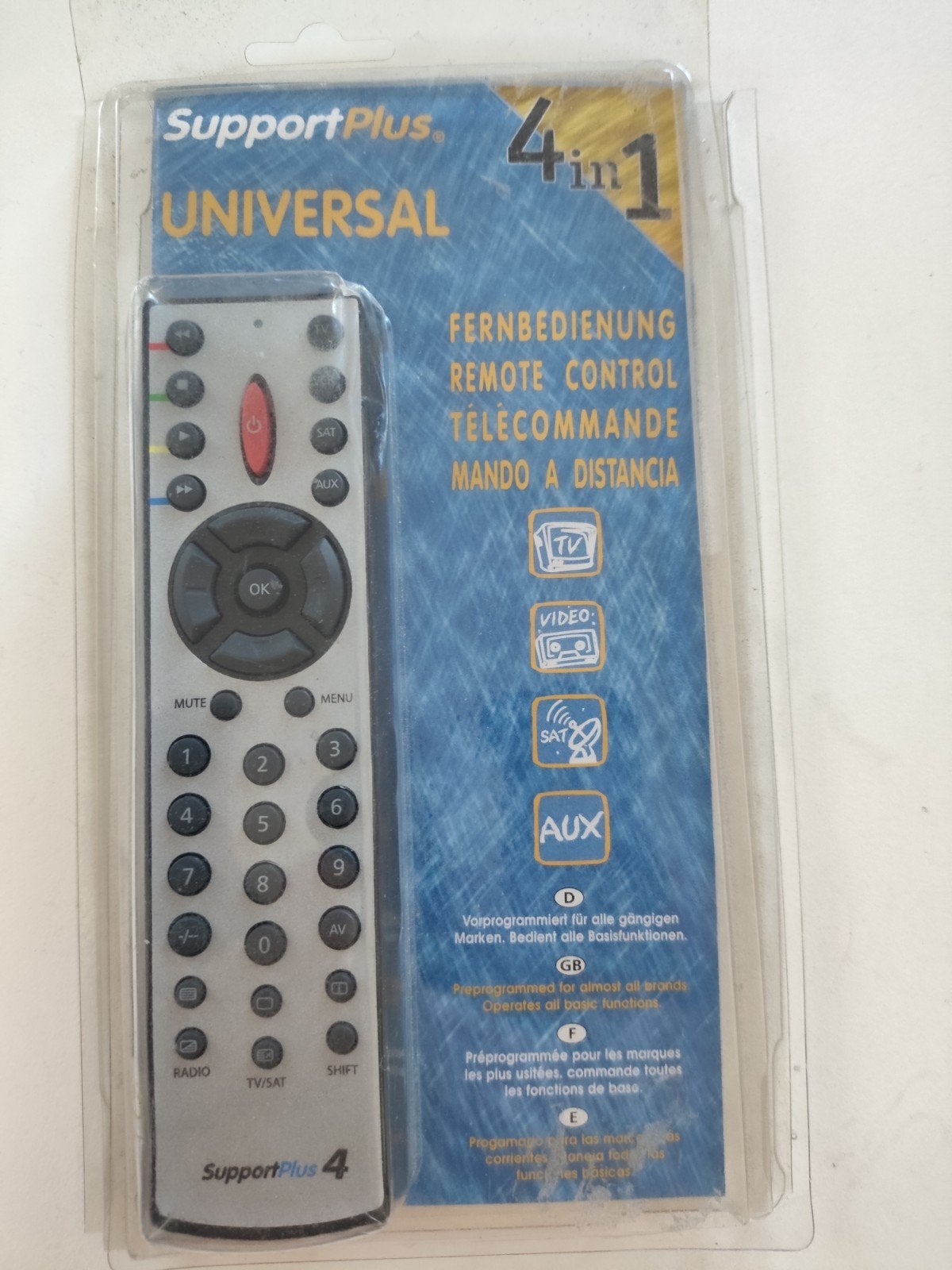 SupportPlus 4-in-1 Universele Afstandsbediening, Ophalen of Verzenden, Zo goed als nieuw, Universeel, Tv