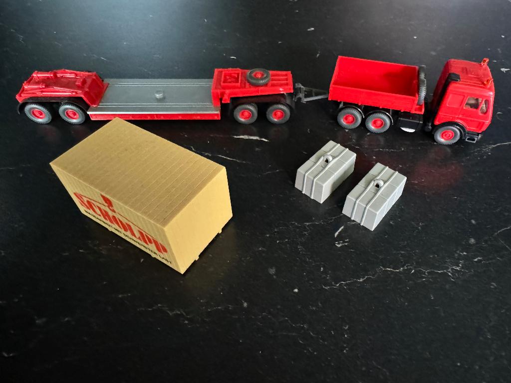 Heavy-2499: Scholpp ballasttrekker met dieplader (2), Hobby en Vrije tijd, Modelauto's | 1:87, Ophalen of Verzenden, Zo goed als nieuw