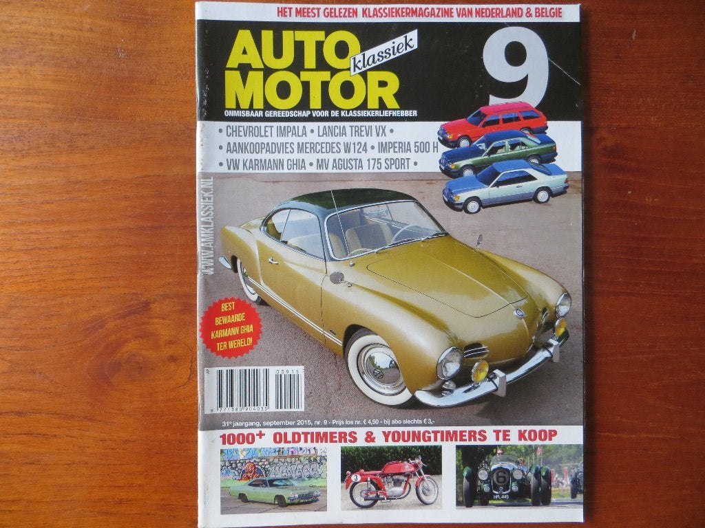 Auto Motor Klassiek 9 2015 Volkswagen Karmann Ghia, Impala, Ophalen of Verzenden, Nieuw, Volkswagen