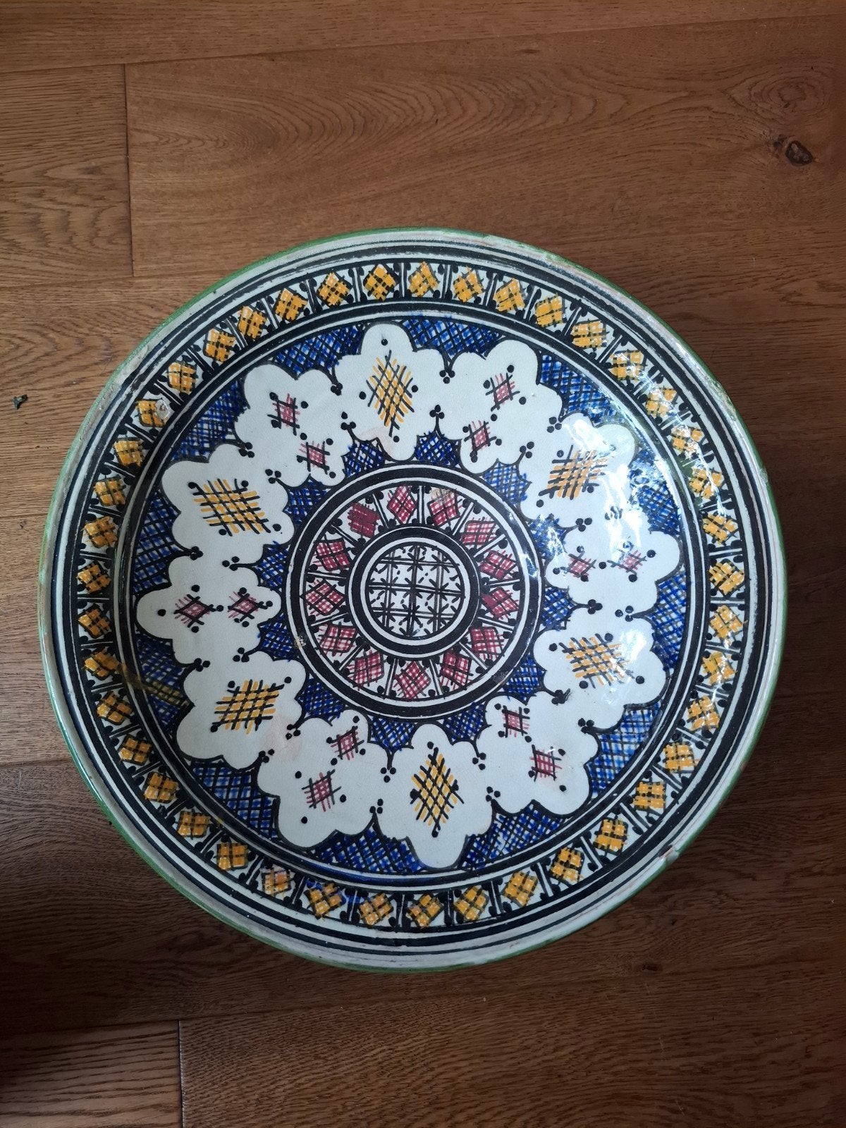 Traditionele Marokkaanse beschilderde en geglazuurde schaal, Ophalen of Verzenden