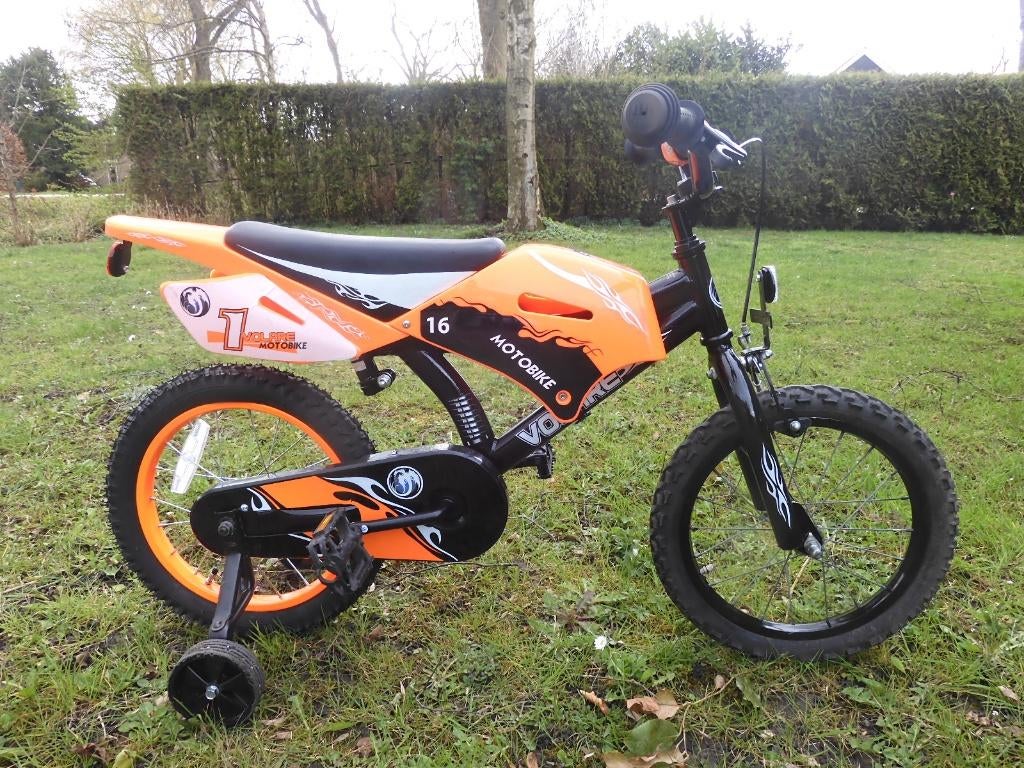 Stoere 16 inch Brommer jongensfiets met zijwielen, Ophalen, Terugtraprem, Zijwieltjes, 16 tot 20 inch