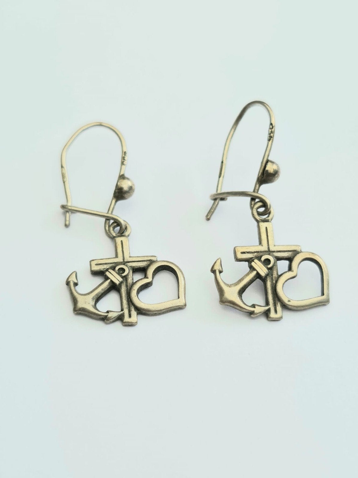 Zilveren Oorbellen Hoop Geloof en Liefde, ., Ophalen of Verzenden, Zo goed als nieuw, .