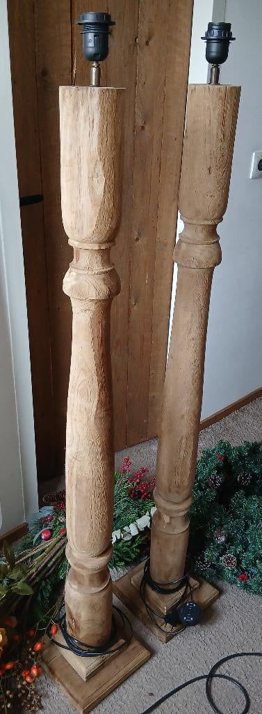 Baluster lampen (130cm hoog), Huis en Inrichting, Ophalen, 100 tot 150 cm, Hout, Landelijk