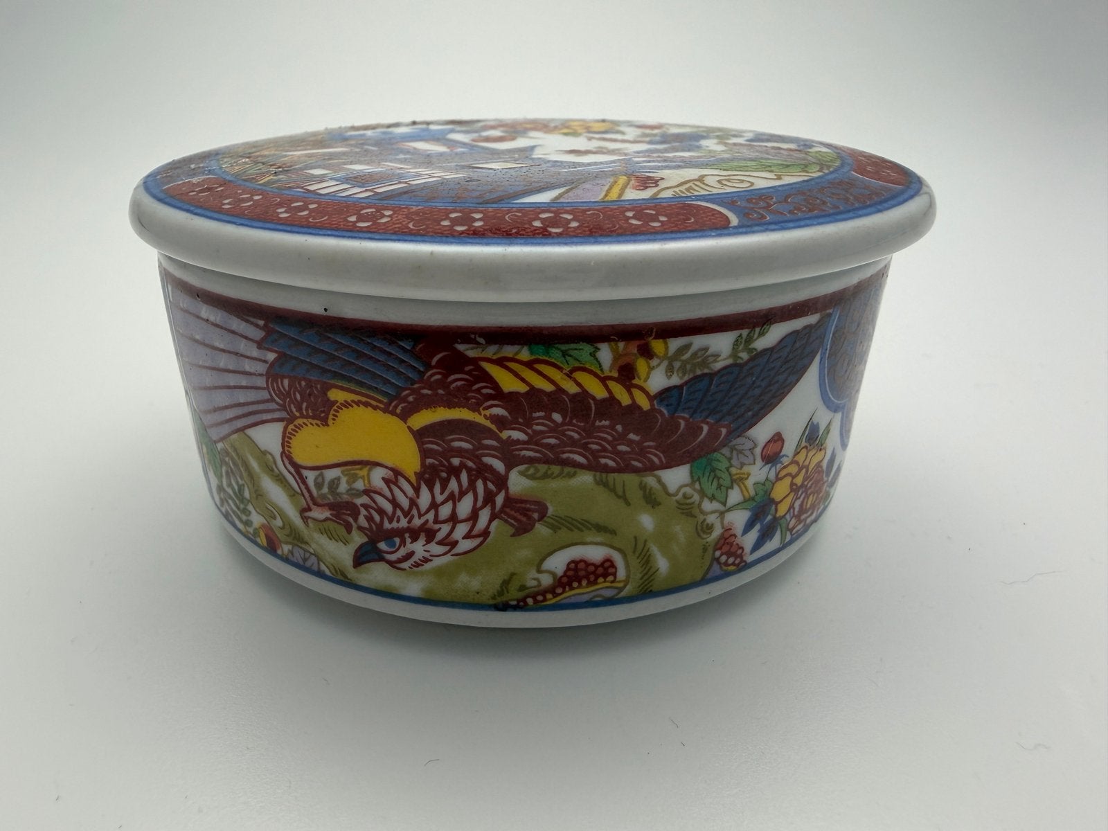 Prachtige Japanse Kutani porseleinen doos vogel & bloemen, Ophalen, Zo goed als nieuw, Overige