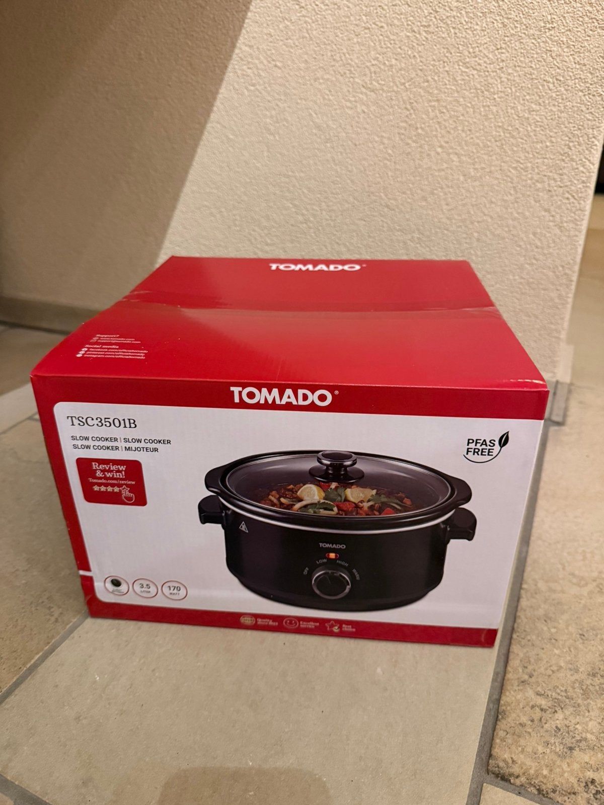 Slowcooker Tomado 3,5 liter NIEUW!, Witgoed en Apparatuur, Slowcookers, Ophalen of Verzenden, Vaatwasmachinebestendig, Nieuw