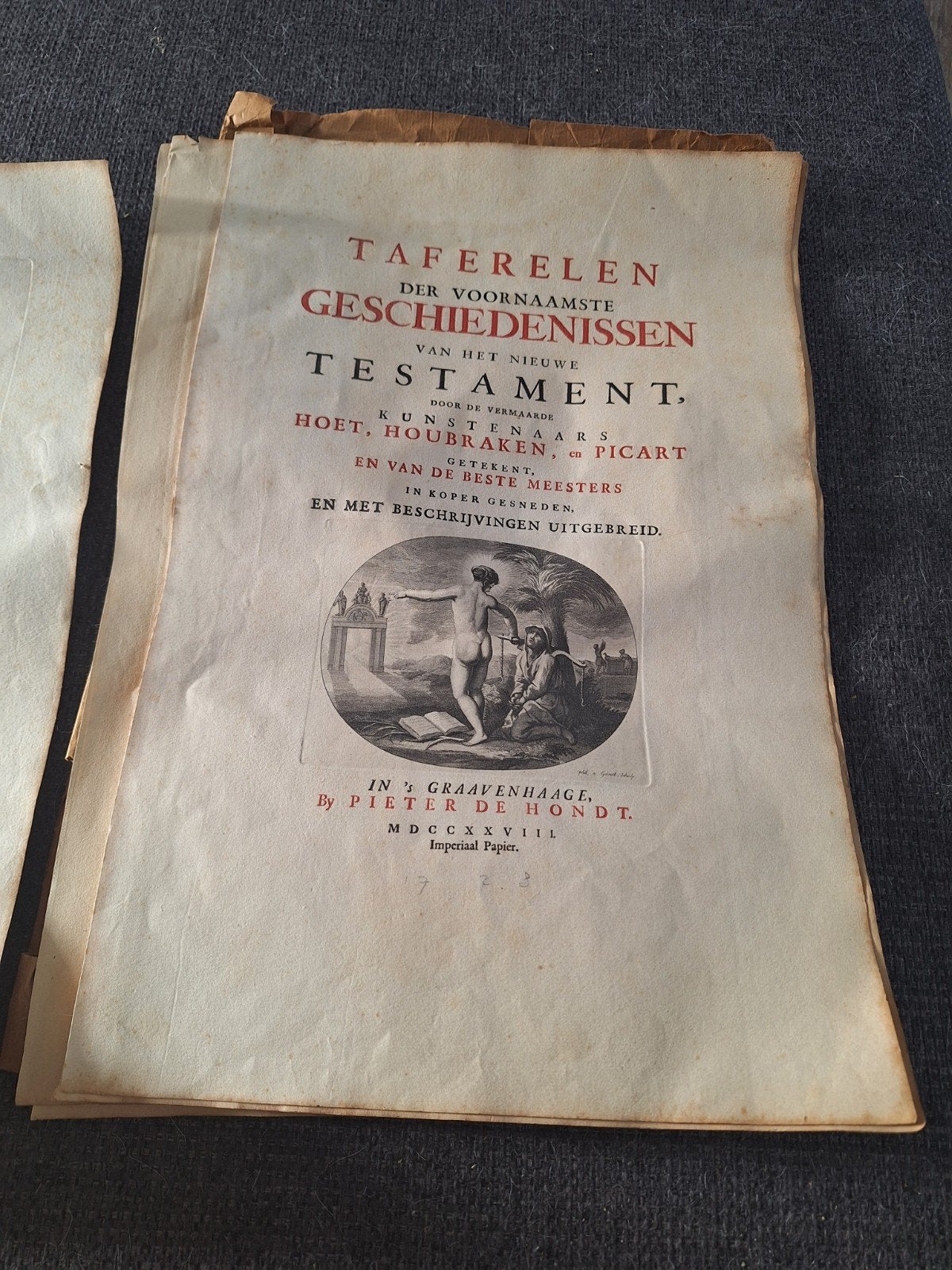 meerdere hele grote bladzijden uit een antieke bijbel, Antiek en Kunst, Antiek | Boeken en Bijbels, Ophalen of Verzenden