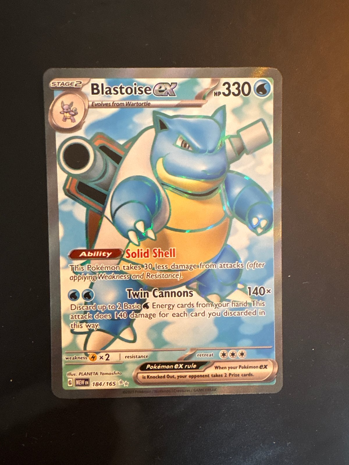 Blastoise ex 184/165 Obsidian Flames Pokémon kaart, Ophalen, Zo goed als nieuw, Losse kaart, Foil