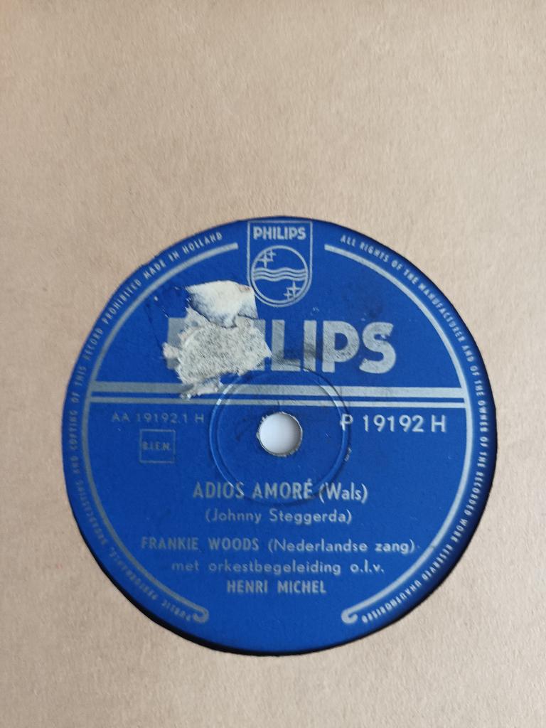 Frankie Woods - Adios Amore  (78 Toeren), Cd's en Dvd's, Vinyl | Nederlandstalig, 10 inch, Voor 1960, Ophalen of Verzenden, Zo goed als nieuw