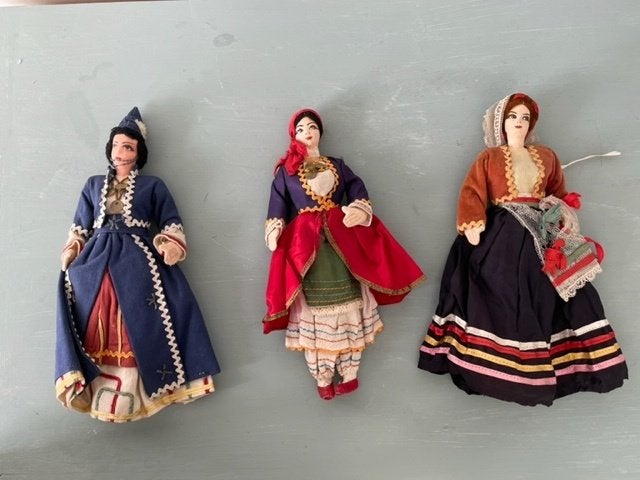 vintage handgemaakte stoffen griekse poppen / danspoppen., Ophalen, Zo goed als nieuw, Pop