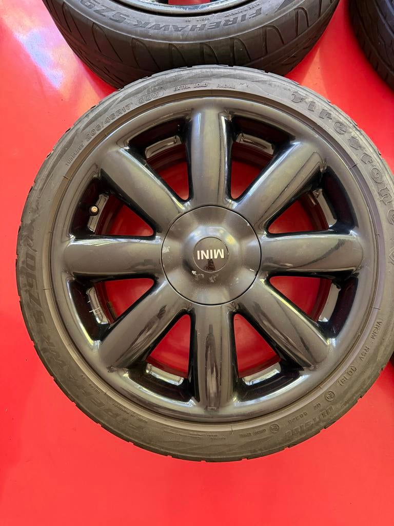 Mini Cooper velgen met banden - 17 inch, Ophalen, Gebruikt, Banden en Velgen, 17 inch