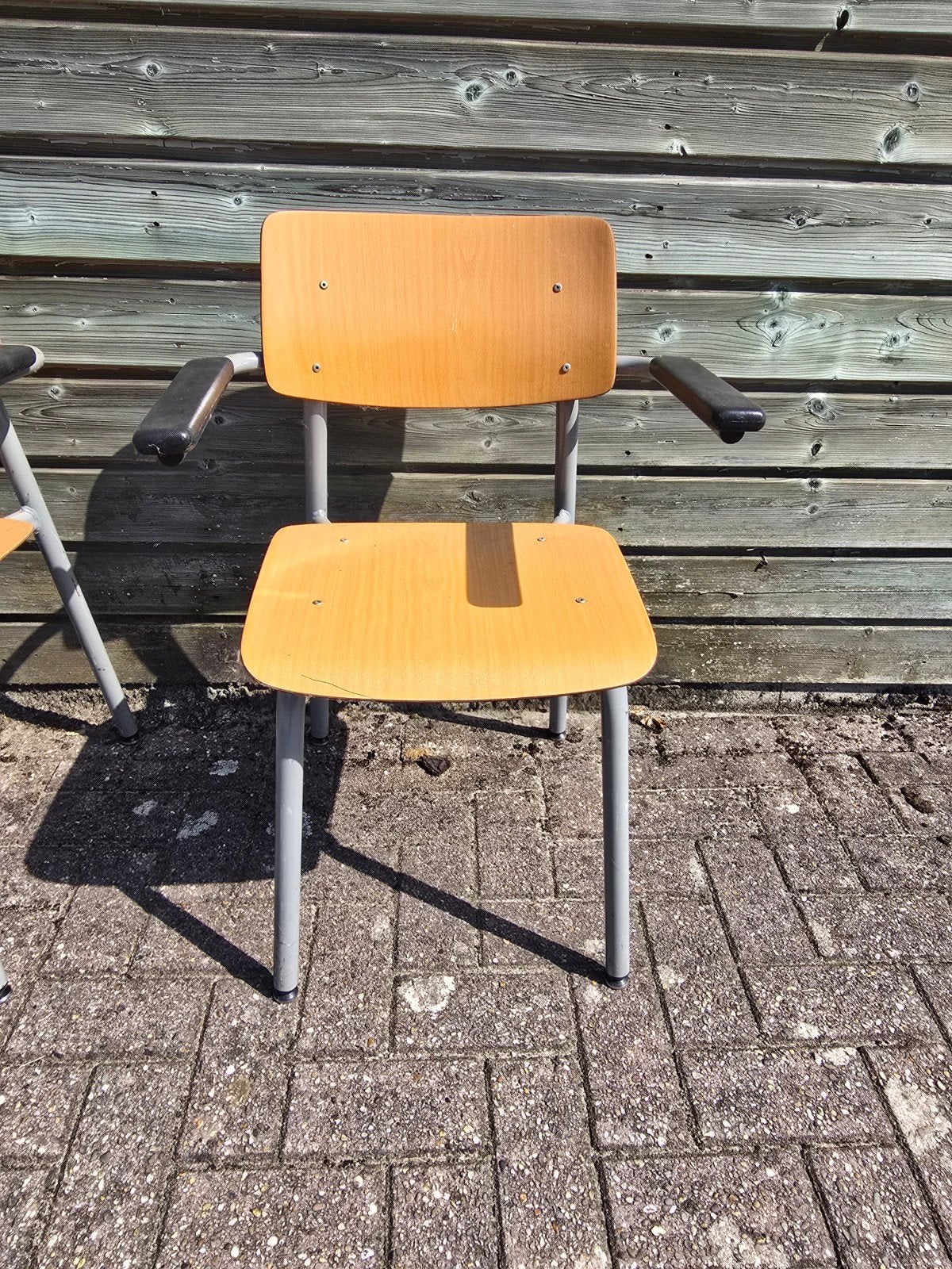8x Stevige Stapelbare Stoelen met Leuning, Huis en Inrichting, Stoelen, Ophalen, Gebruikt, Overige kleuren, Vijf, Zes of meer stoelen