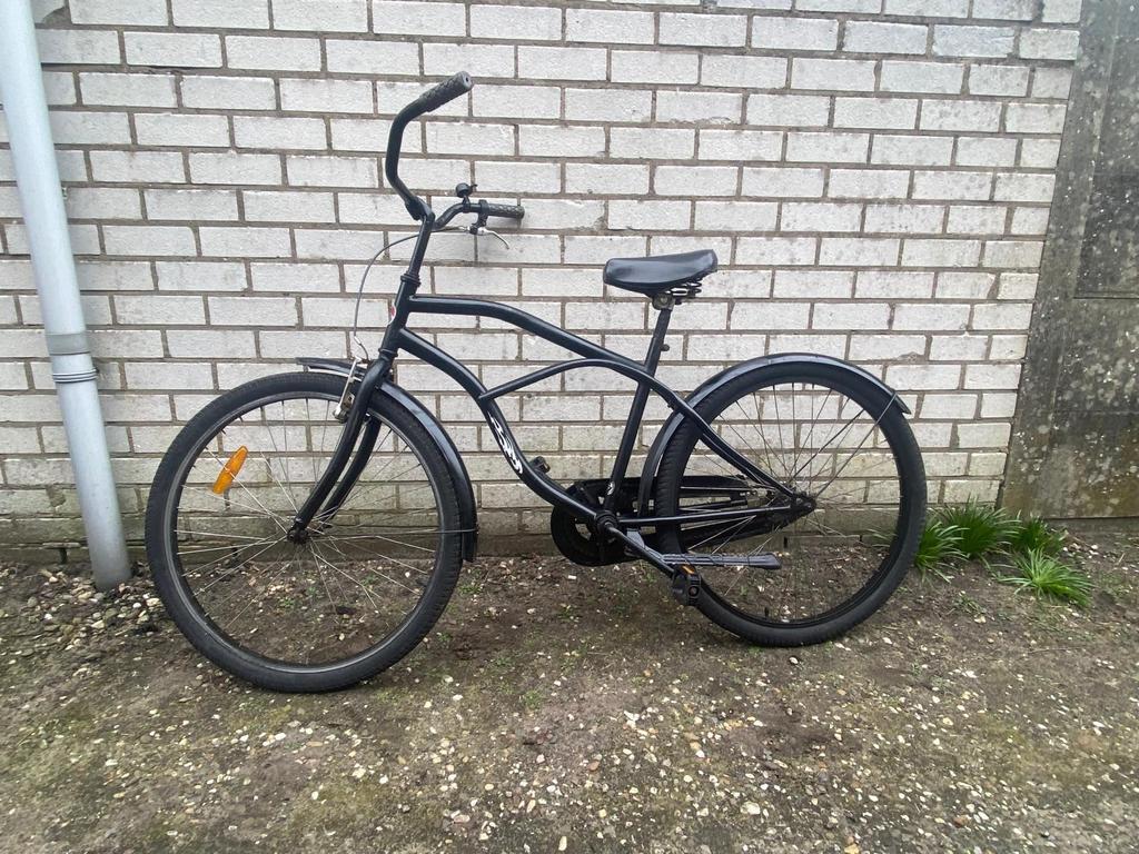 Zwarte Cruiser Fiets - Comfortabel en Stijlvol, Fietsen en Brommers, Fietsen | Cruisers en Lowriders, Ophalen, Terugtraprem, Staal