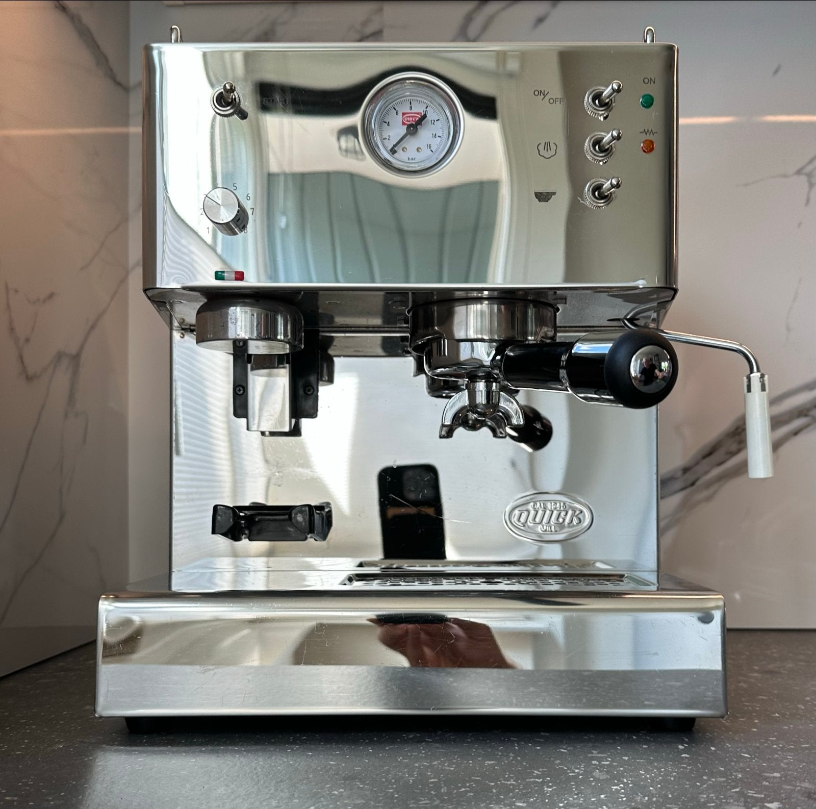 Quick Mill 3035 Espressomachine - Zo goed als nieuw, Witgoed en Apparatuur, Ophalen, Afneembaar waterreservoir, Espresso apparaat