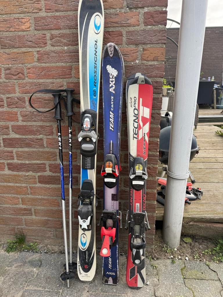 Kinder ski's diverse maten + stokken - snel ophalen!, Ophalen, Gebruikt, 100 tot 140 cm, Rossignol